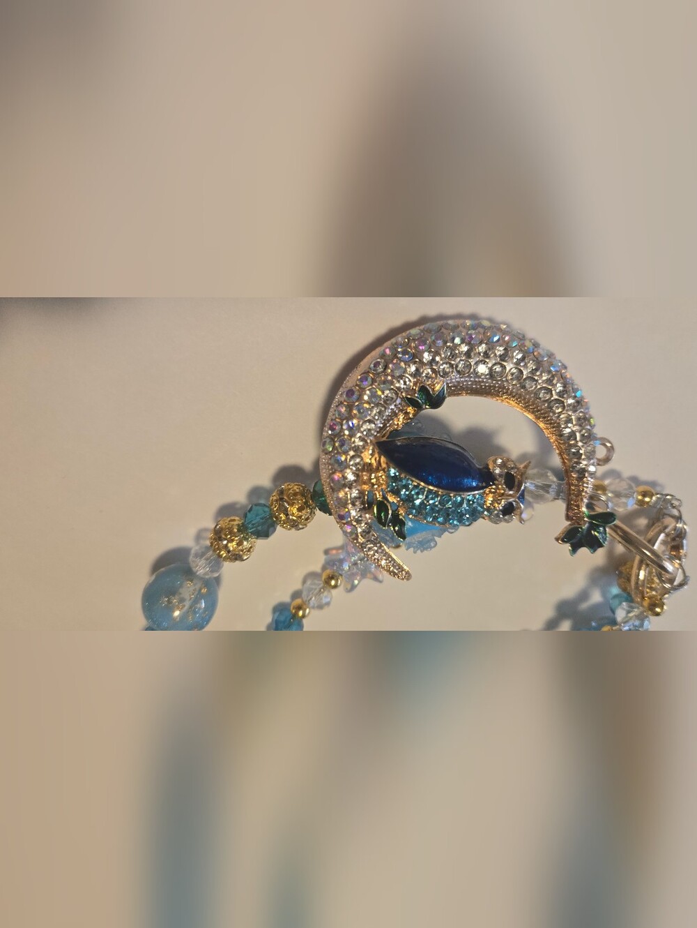 Handcrafted Blue Crystal Star & Moon Bracelet - Picture 2 of 6